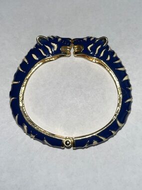 Stella & Dot bracelet Kissing Tigers blue gold hinged retired
